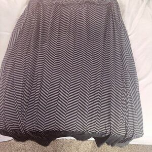 Robert Louis Black and Gray Striped A-Line Skirt
